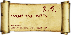 Komjáthy Irén névjegykártya